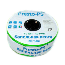 Капельная лента Presto-PS эмиттерная 3D Tube капельницы через 20 см, расход 2.7 л/ч, длина 1000 м (3D-20-1000)